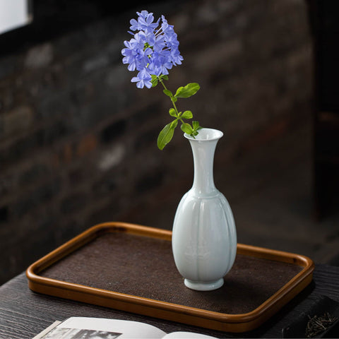 Handmade Shadow Celadon Porcelain Vase/ Flower Arrangement/ Living Room Decorations - theTeaCloud
