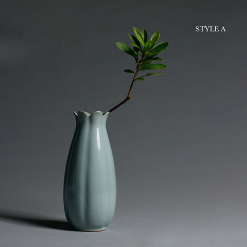 Handmade RUYAO Ceramic Vase, Textured Surface Style - theTeaCloud