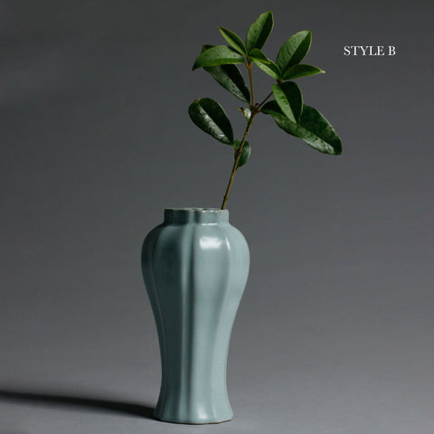 Handmade RUYAO Ceramic Vase, Textured Surface Style - theTeaCloud
