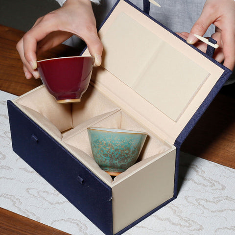 Handmade Ceramic Teacup Set, Chinese Porcelain Teacup Set, Wedding Gift, Couple Cup, Espresso Cup Set - theTeaCloud