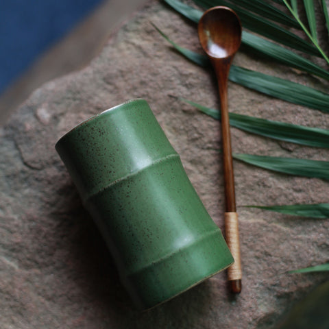 Hand Made Ceramic Bamboo Tea Cup/ Ceramic Bamboo Coffee Mug/ Bamboo Cup - theTeaCloud