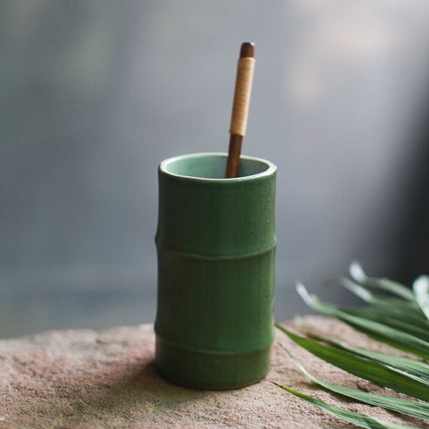 Hand Made Ceramic Bamboo Tea Cup/ Ceramic Bamboo Coffee Mug/ Bamboo Cup