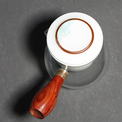 Lotus Flower Personal Teapot with Wooden Handle with Tea Strainer and Lid, Stovetop Tea Kettle - theTeaCloud