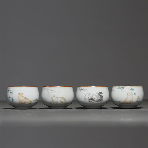 Cat Graphic Ceramic Tea Cup and Sets with Gift Box