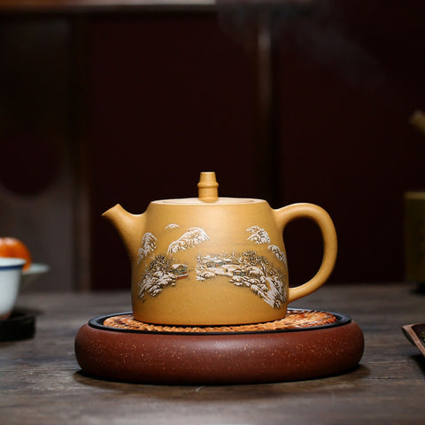 Yixing Zisha Clay Teapot with hand painted graphics, Large Capacity Teapot 500ml/17oz - theTeaCloud