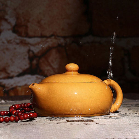 Handmade Yixing Zisha Teapot, Traditional Chinese Duan Yellow Clay Teapot