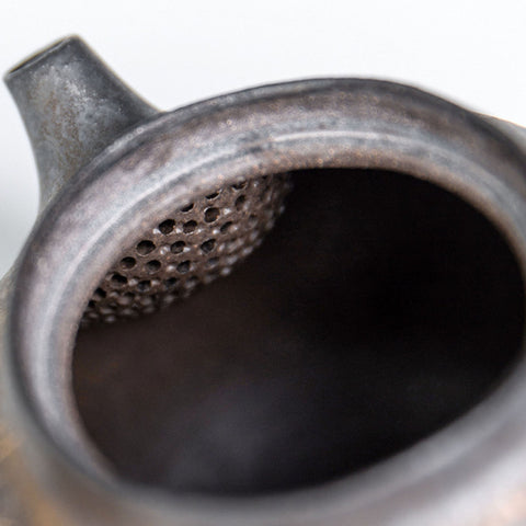 Handmade Iron-rust Glaze Ceramic Kyusu Teapot with Tea Tray, Japanese Tea Ceremony - theTeaCloud