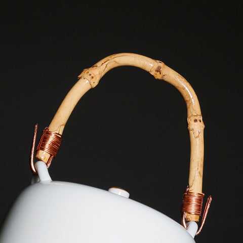 Hand Painted Teapot with Bamboo Handle in Lotus Graphic, Teaset - theTeaCloud