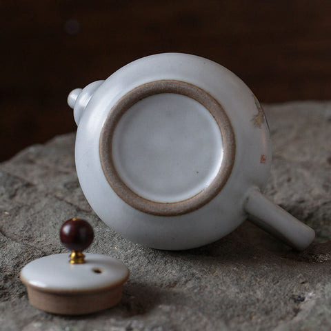 Hand Painted Purple Magnolia Ceramic Teapot, Oriental Hand-painted Porcelain Teapot - theTeaCloud