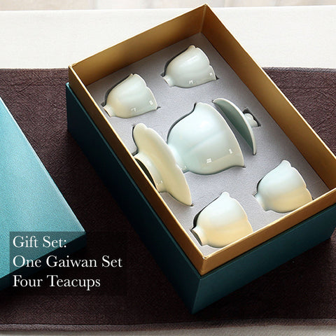 White Porcelain Gaiwan Teacup Set, Kungfu Tea Cups, 170ml Large Capacity, Teaset Gift Package Available - theTeaCloud