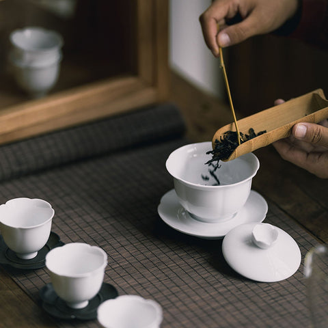 White Porcelain Gaiwan Teacup Set, Kungfu Tea Cups, 170ml Large Capacity, Teaset Gift Package Available - theTeaCloud