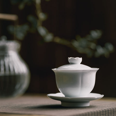 White Porcelain Gaiwan Teacup Set, Kungfu Tea Cups, 170ml Large Capacity, Teaset Gift Package Available - theTeaCloud