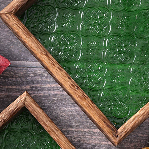 Handmade Wood and Glass Serving Tray/ Tea Tray