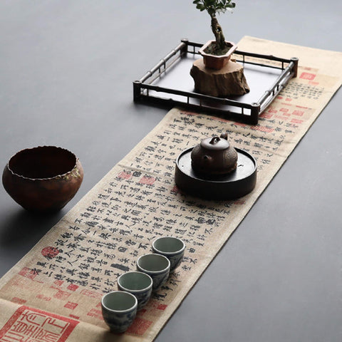 Ancient Chinese Painting Graphic Table Cloth, Tea Mat, Tea Set Accessory, Table Runners, Table linen, 60x12 inch