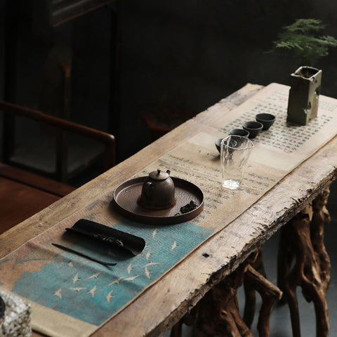 Ancient Chinese Painting Graphic Table Cloth, Tea Mat, Tea Set Accessory, Table Runners, Table linen, 60x12 inch - theTeaCloud