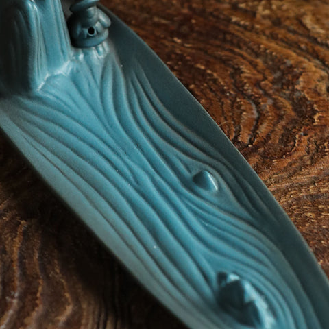 Hand Crafted Green Mountain Ceramic Incense Holder, Home Decor - theTeaCloud