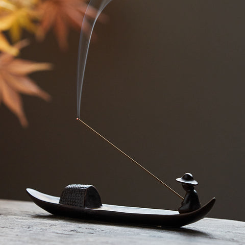 Hand Crafted Chinese Fisherman Ceramic Incense Holder