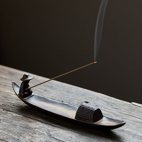 Hand Crafted Chinese Fisherman Ceramic Incense Holder - theTeaCloud