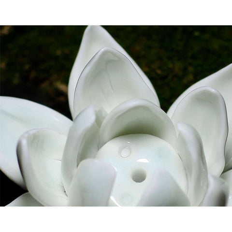Hand Crafted White Lotus Ceramic Incense Holder - theTeaCloud