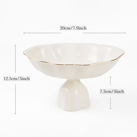 Ceramic High Stem Ikebana Vase with Gold Rim, Japanese Style - theTeaCloud