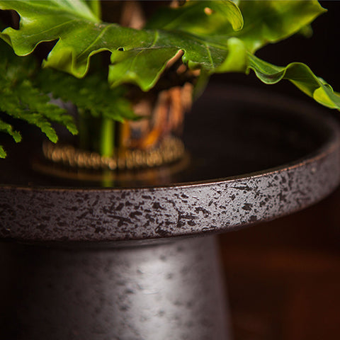 Ink Pattern Traditional Ceramic Ikebana Vase/Kenzan Flower Frog Included - theTeaCloud