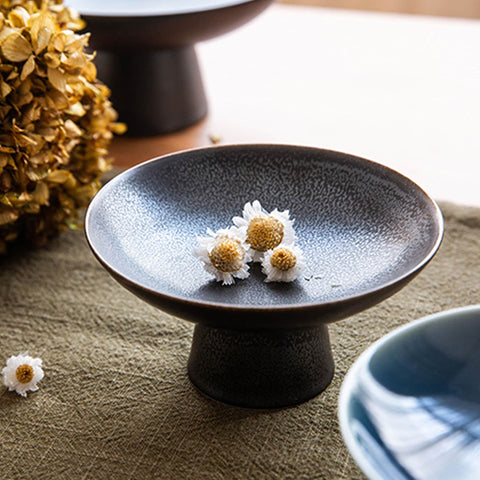 Handmade Mini Ceramic Ikebana Vase/bowl in Japanese High Stem Style/Kenzan Flower Frog Included - theTeaCloud