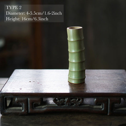 Handmade Ceramic Bamboo Vase, Ikebana Bamboo Vase - theTeaCloud