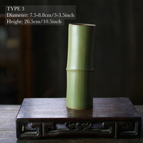 Handmade Ceramic Bamboo Vase, Ikebana Bamboo Vase - theTeaCloud