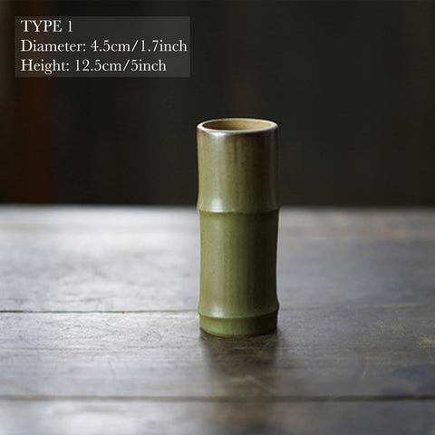 Handmade Ceramic Bamboo Vase, Ikebana Bamboo Vase - theTeaCloud