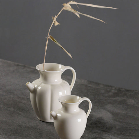 Shadow Celadon Porcelain Pitcher/ Flower Arrangement/Vase in Green and Beige - theTeaCloud