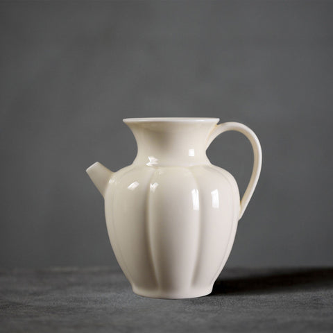 Shadow Celadon Porcelain Pitcher/ Flower Arrangement/Vase in Green and Beige - theTeaCloud