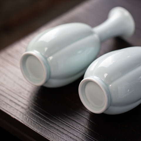 Handmade Shadow Celadon Porcelain Vase/ Flower Arrangement/ Living Room Decorations - theTeaCloud