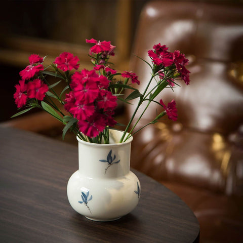 Orchid White Glazed Ceramic Vase, Porcelain Flower Vase, Countertop Decor