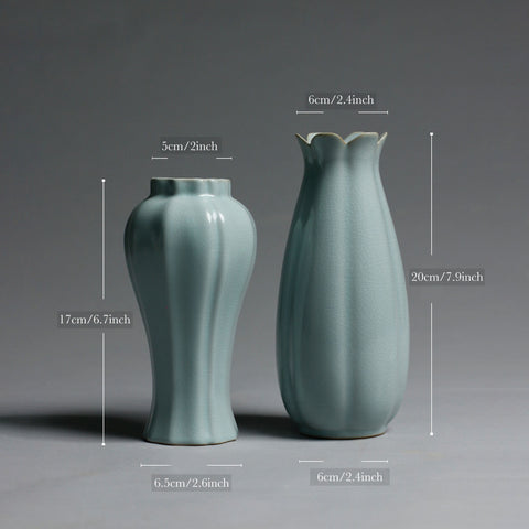 Handmade RUYAO Ceramic Vase, Textured Surface Style - theTeaCloud