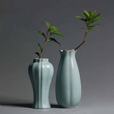 Handmade RUYAO Ceramic Vase, Textured Surface Style - theTeaCloud