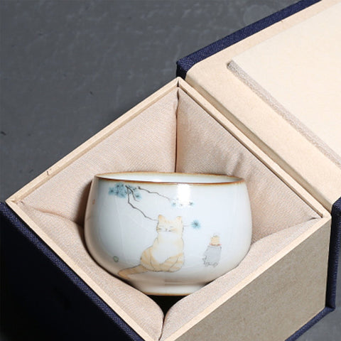 Cat Graphic Ceramic Tea Cup and Sets with Gift Box