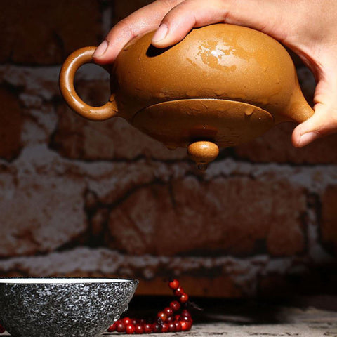 Handmade Yixing Zisha Teapot, Traditional Chinese Duan Yellow Clay Teapot