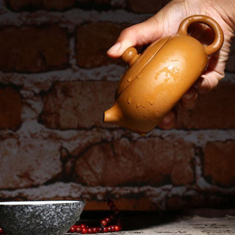 Handmade Yixing Zisha Teapot, Traditional Chinese Duan Yellow Clay Teapot