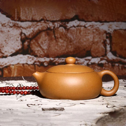 Handmade Yixing Zisha Teapot, Traditional Chinese Duan Yellow Clay Teapot