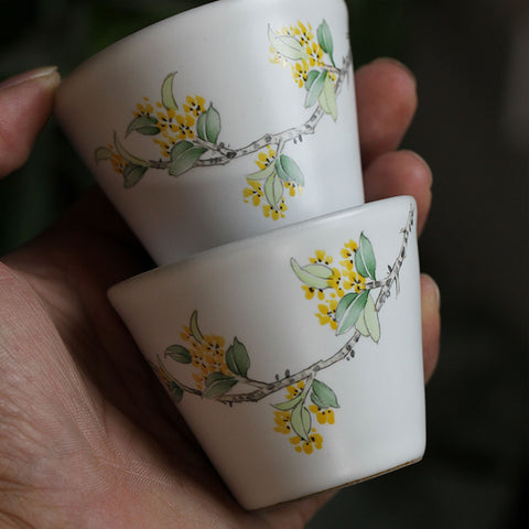 Hand Painted Osmanthus Ceramic Tea Pot, Osmanthus Ceramic Tea Cup - theTeaCloud