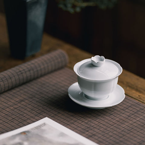 White Porcelain Gaiwan Teacup Set, Kungfu Tea Cups, 170ml Large Capacity, Teaset Gift Package Available - theTeaCloud