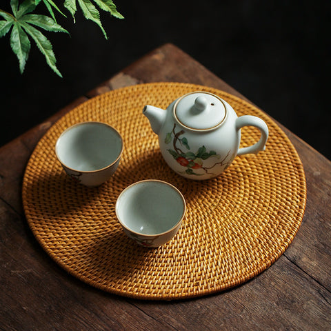 Handmade Woven Rattan Coaster Table Mat, Round Shape, Oval Shape - theTeaCloud
