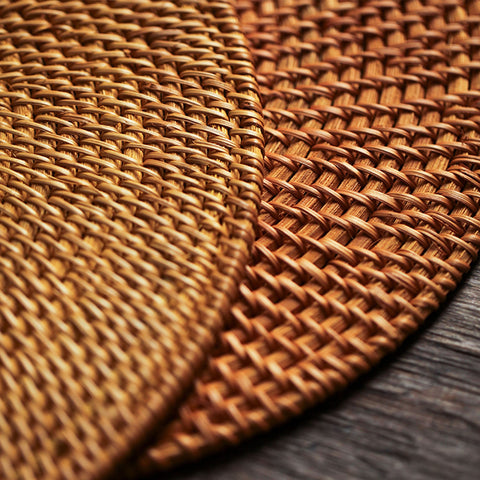 Handmade Woven Rattan Coaster Table Mat, Round Shape, Oval Shape - theTeaCloud