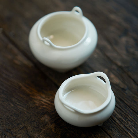 Hand Crafted Ancient Chinese Style White Ceramic Mini Incense Holder - theTeaCloud