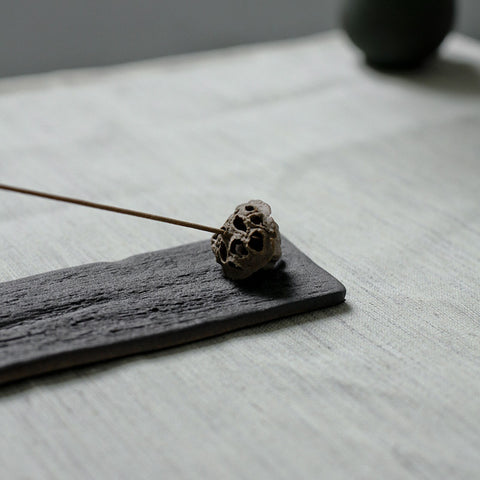Hand Crafted Pottery Lotus Heart Incense Holder - theTeaCloud