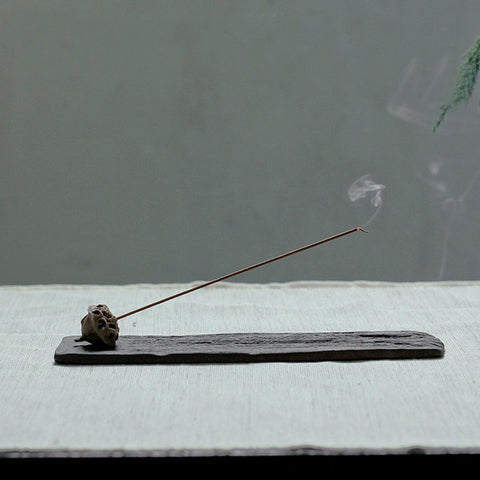 Hand Crafted Pottery Lotus Heart Incense Holder - theTeaCloud