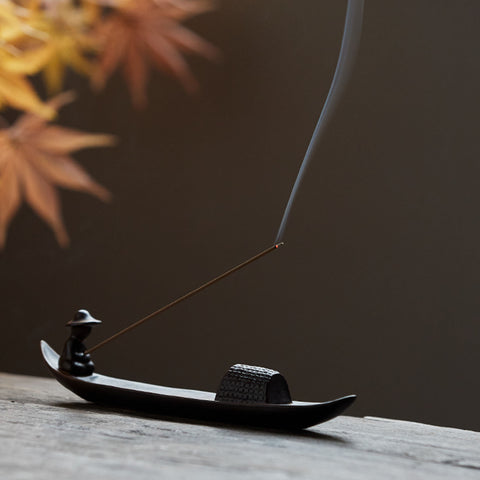 Hand Crafted Chinese Fisherman Ceramic Incense Holder