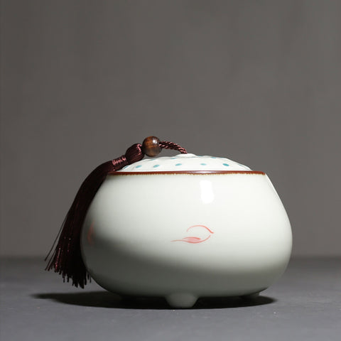 Hand Painted Lotus Graphic Ceramic Tea/Snack Canister - theTeaCloud