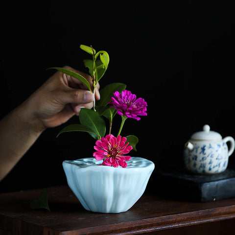 Handmade Ikebana Vase in Lotus Seed Pod Shape, Lotus Pod Ceramic, Zen Style Decoration, Japanese Flower Arrangement, Countertop Decor - theTeaCloud
