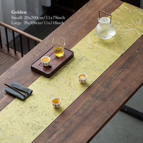 Bamboo Leaf Graphic Tea Table Cloth, Tea Mat, Tea Ceremony Accessory, Table Runners